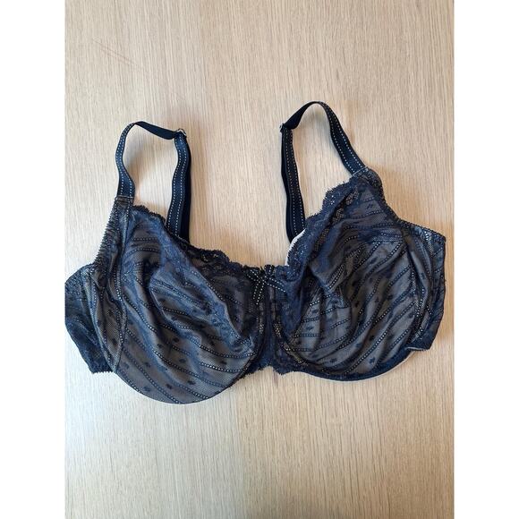 Chantelle Bra 40DDDD Blue Lace Underwire Bra - Picture 1 of 4